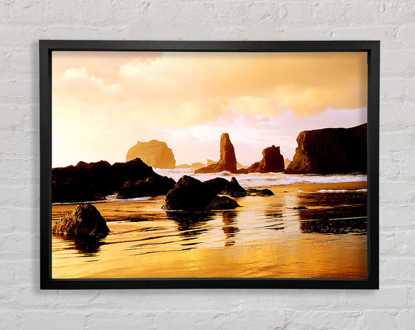 Mystical Ocean Rocks Framed Print