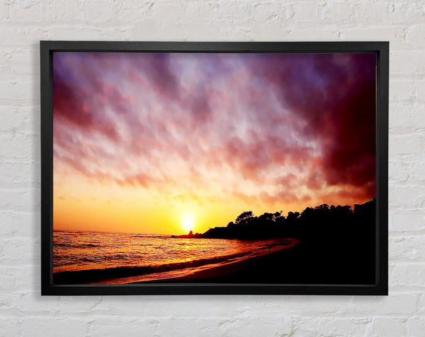 Ocean Path To The Mountain Sunset Framed Print