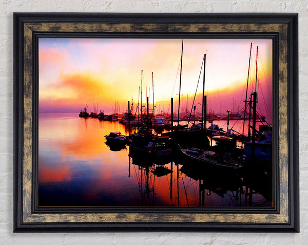 The Harbour At Sunset Framed Print