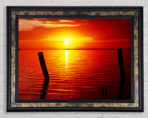 Red Diamond Sun Framed Print