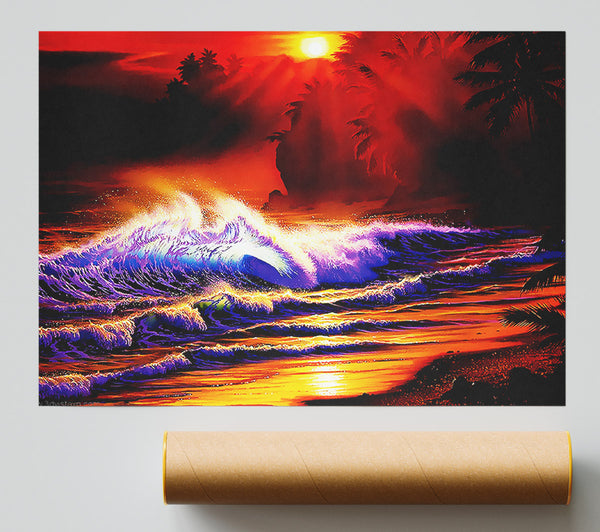 Red Paradise Surf Print