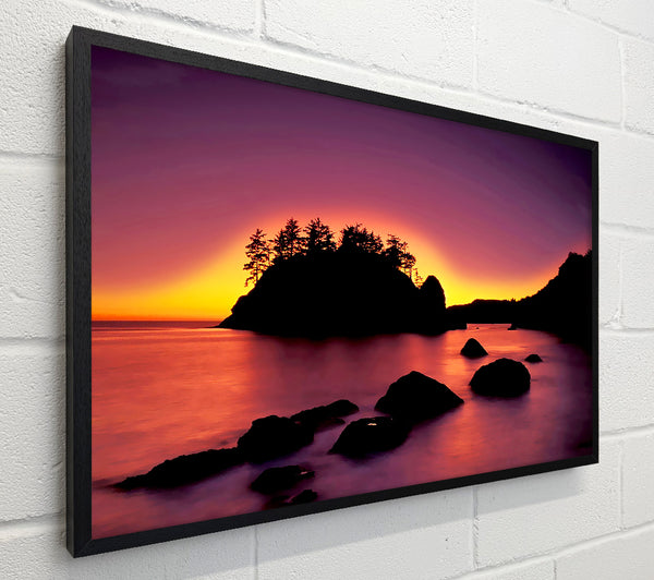 Pink Sunset Behind The Mountain