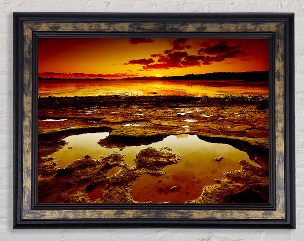 Orange Ocean Daybreak Framed Print