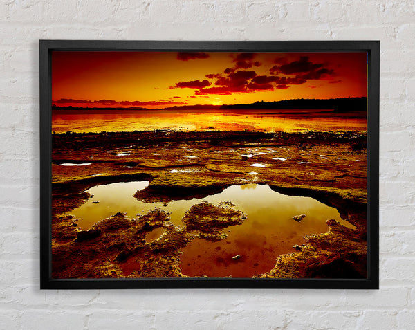 Orange Ocean Daybreak Framed Print