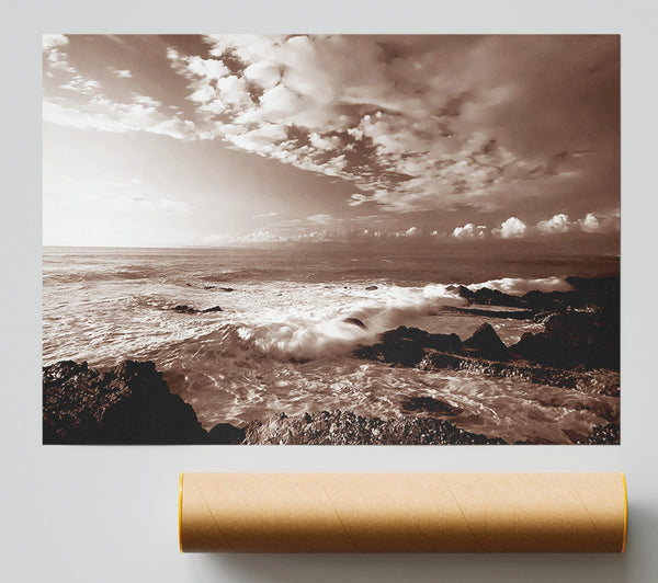 Ocean Mist Sepia Poster
