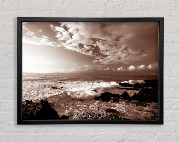 Ocean Mist Sepia Framed Print
