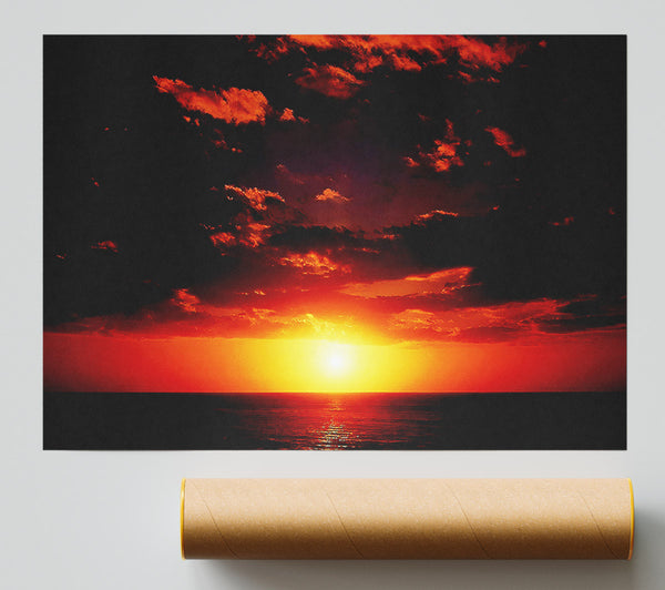 Sunset Through The Black Ocean Clouds Print
