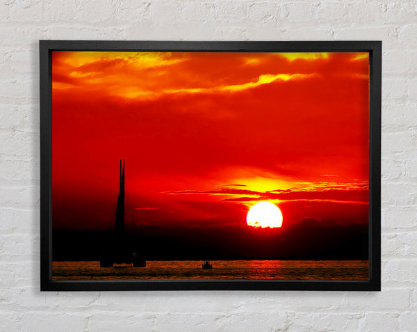 Sailing Into The Red Sunset Framed Print