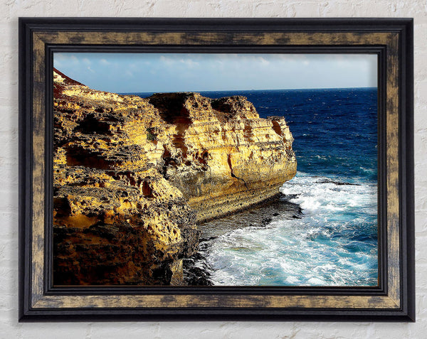 Cliff Face Ocean Framed Print