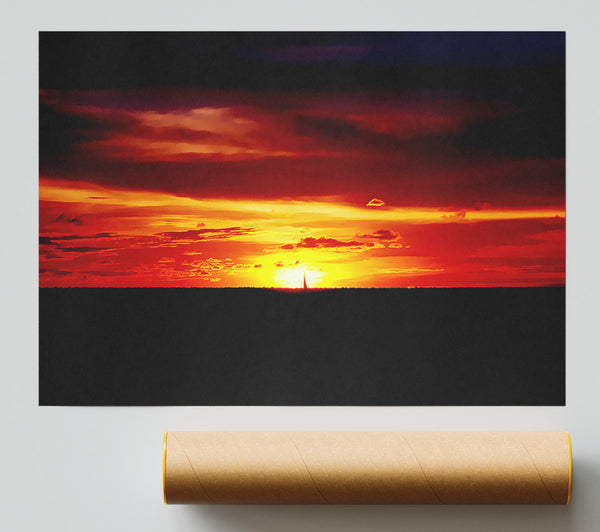 Red Sunset Ocean Giclee Print