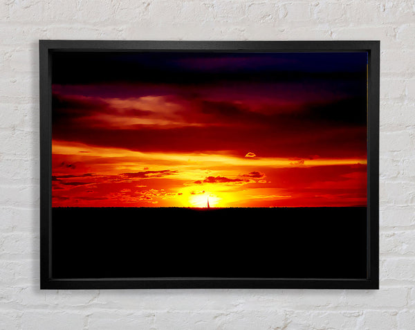 Red Sunset Ocean Framed Print