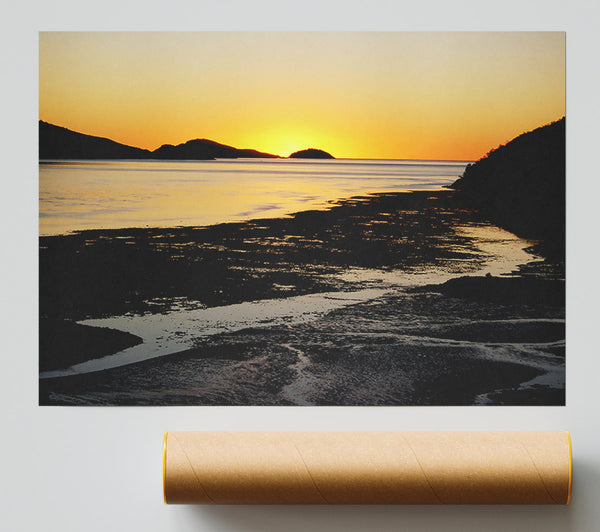 Golden Sunrise Over The Ocean Giclee Print