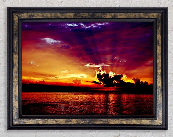 Sunrays Through The Rainbow Sky Framed Print