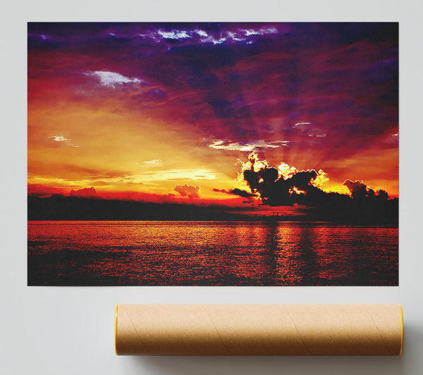 Sunrays Through The Rainbow Sky Giclee Print