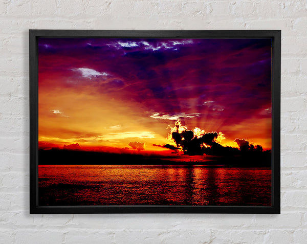 Sunrays Through The Rainbow Sky Framed Print