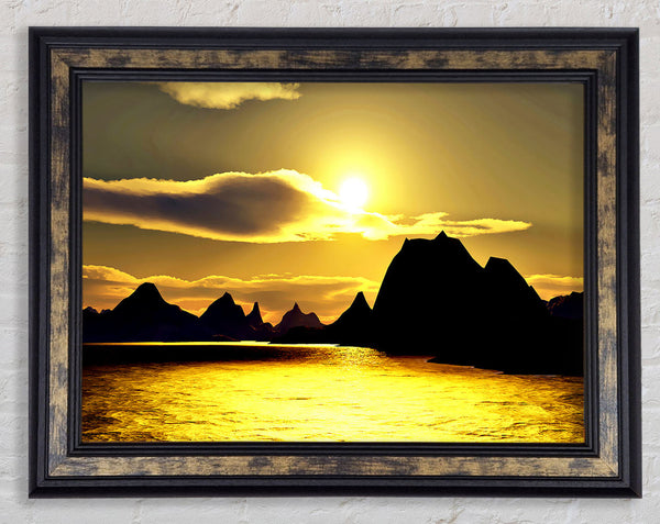 Yellow Ocean Mountain Framed Print