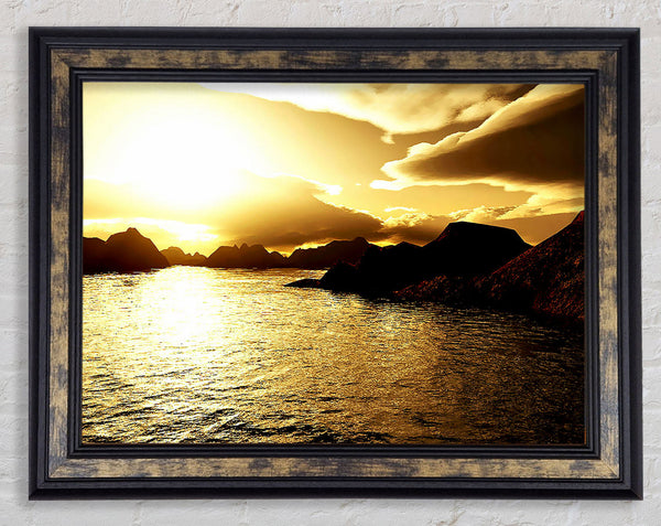 Yellow Ocean Clouds Framed Print