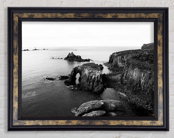 Ocean Rocks B n W Framed Print