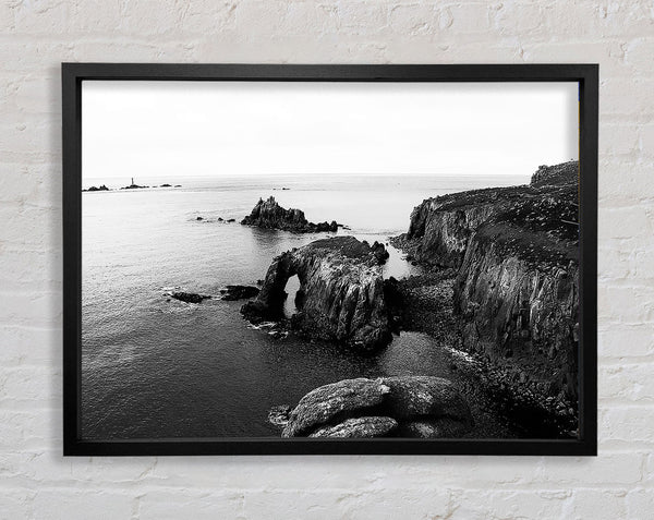 Ocean Rocks B n W Framed Print