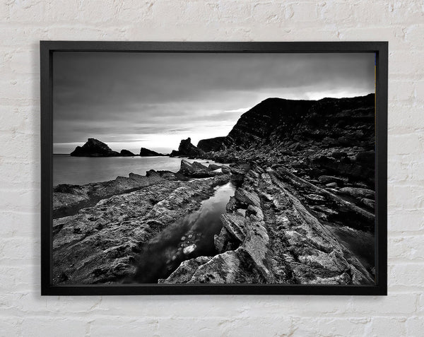 Ocean Rock Formation B n W Framed Print