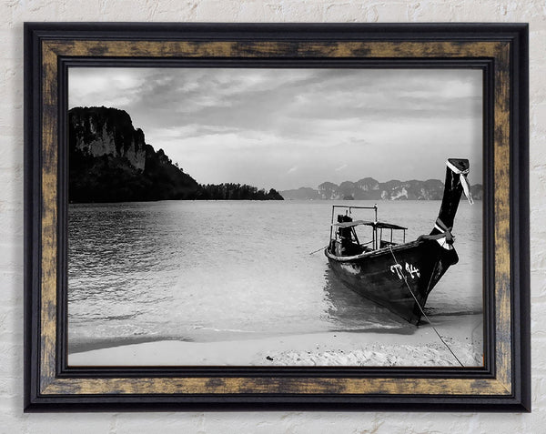 Desert Island Sailboat B n W Framed Print