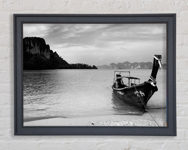 Desert Island Sailboat B n W Framed Print
