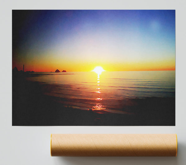 Sun Blaze Around The Ocean Poster
