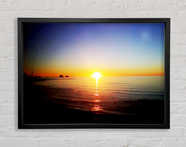 Sun Blaze Around The Ocean Framed Print