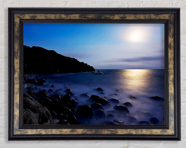 Mist Of The Ocean Rocks At Daybreak Framed Print