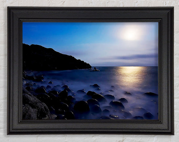 Mist Of The Ocean Rocks At Daybreak Framed Print