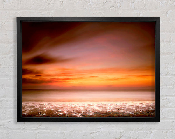 Ocean Calm Sunset Framed Print