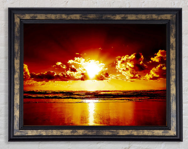 Orange Sunrise Ocean Framed Print