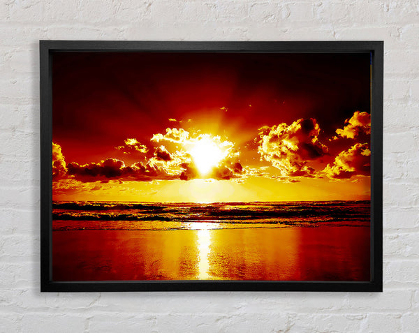 Orange Sunrise Ocean Framed Print