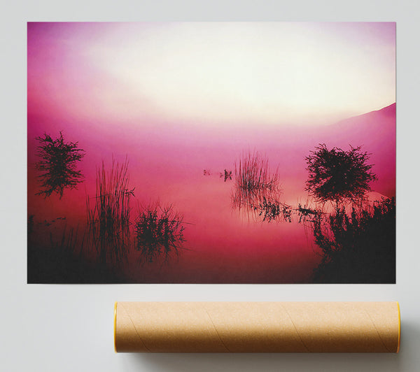 Pink Misty Lake Print