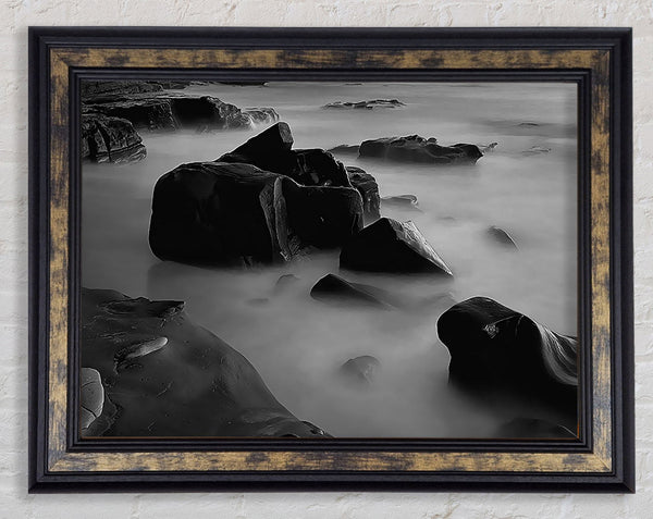 Ocean Rock Serenity B n W Framed Print