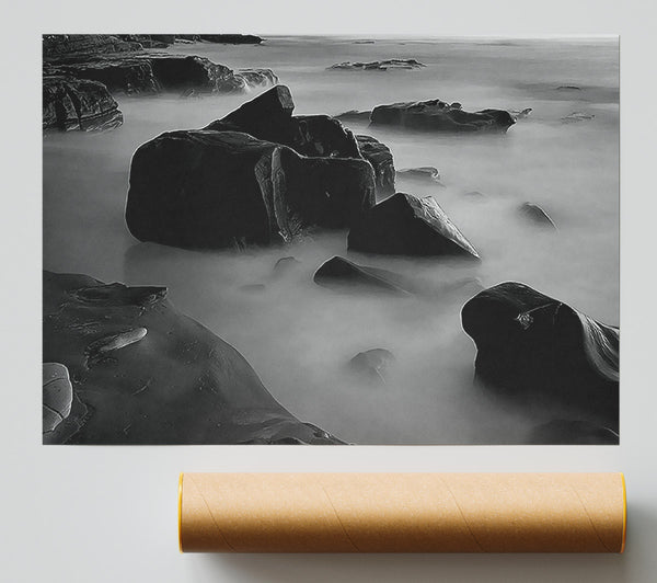 Ocean Rock Serenity B N W Print