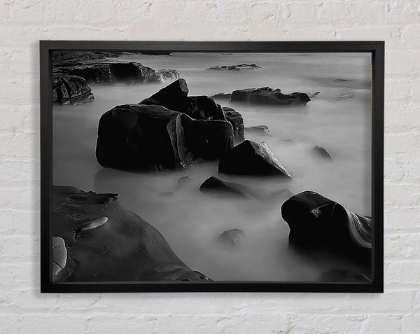 Ocean Rock Serenity B n W Framed Print