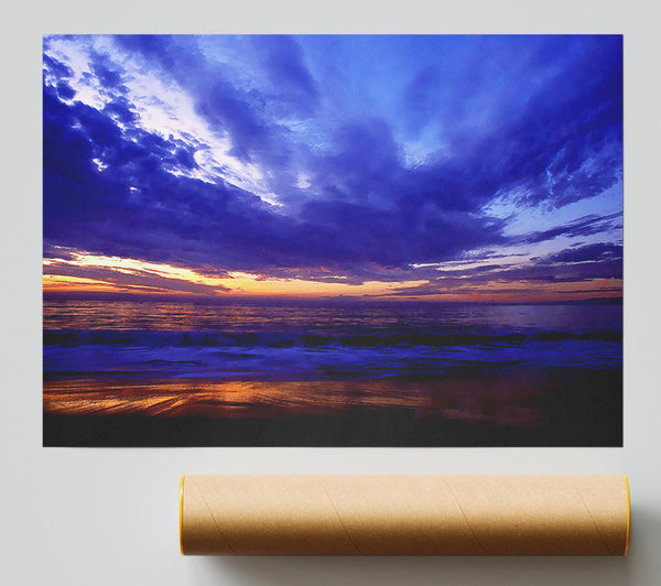 Blue Lilac Sunset Ocean Giclee Print