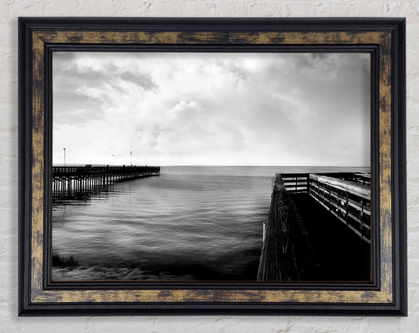 Tranquil Pier B n W Framed Print