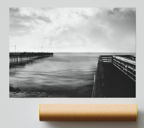 Tranquil Pier B N W Poster