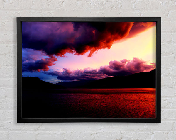 Red Ocean Storm Clouds Framed Print
