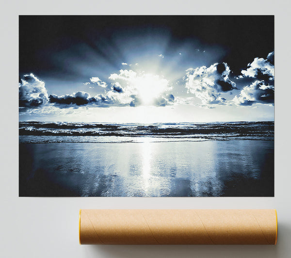 Blue Sunburst Giclee Print