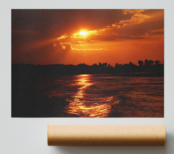 Orange Waves Lapping Giclee Print