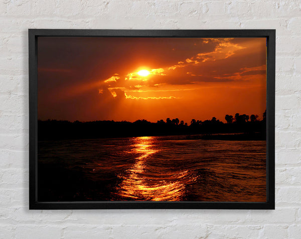 Orange Waves Lapping Framed Print
