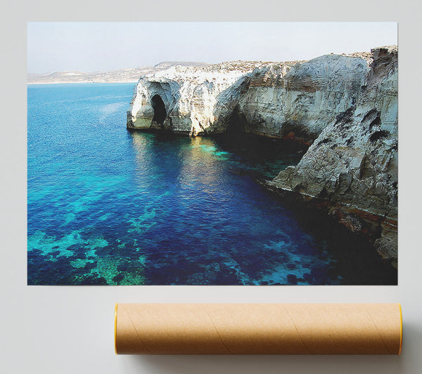 White Ocean Rocks Poster