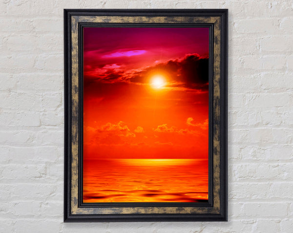 Orange Sun Blaze Skies Framed Print