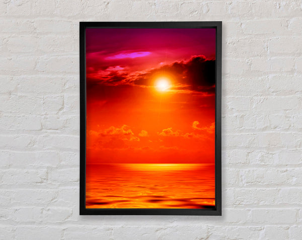 Orange Sun Blaze Skies Framed Print