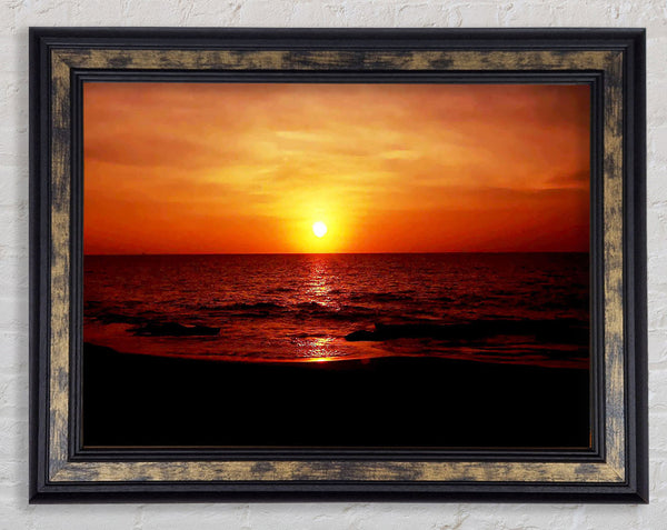Sunset Ocean Waves Framed Print