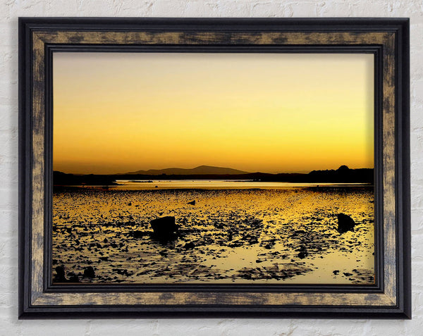 Yellow Pebble Shoreline Framed Print