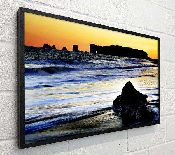 Distant Monument Ocean Sunset